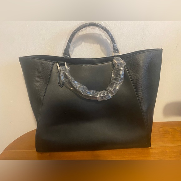 JustFab Bags Just Fab New With Tags Large Black Tote Bag Poshmark